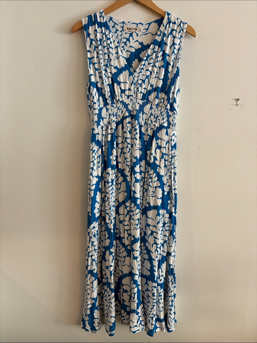 Boden Paloma Jersey Maxi Dress Women’s Size 8 Petite Blue and White - Picture 2 of 9